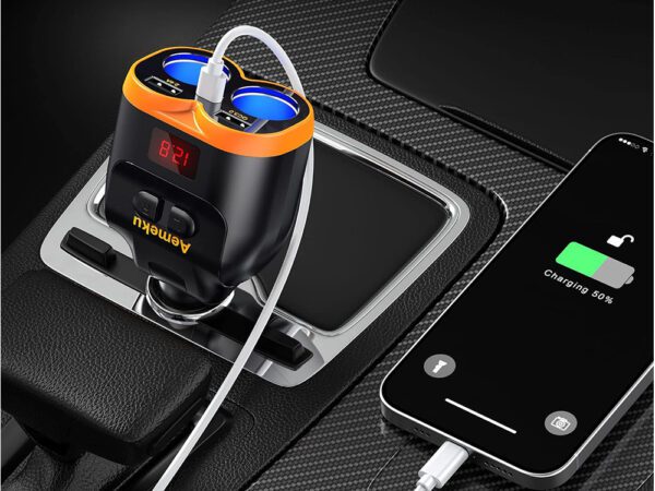 Rozdeľovač do auto zásuvky 2x + 2xUSB+1xUSB-C 80W  12-24V - Image 7