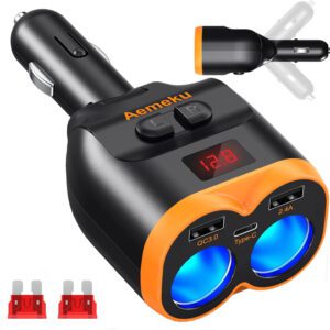 Rozdeľovač do auto zásuvky 2x + 2xUSB+1xUSB-C 80W  12-24V